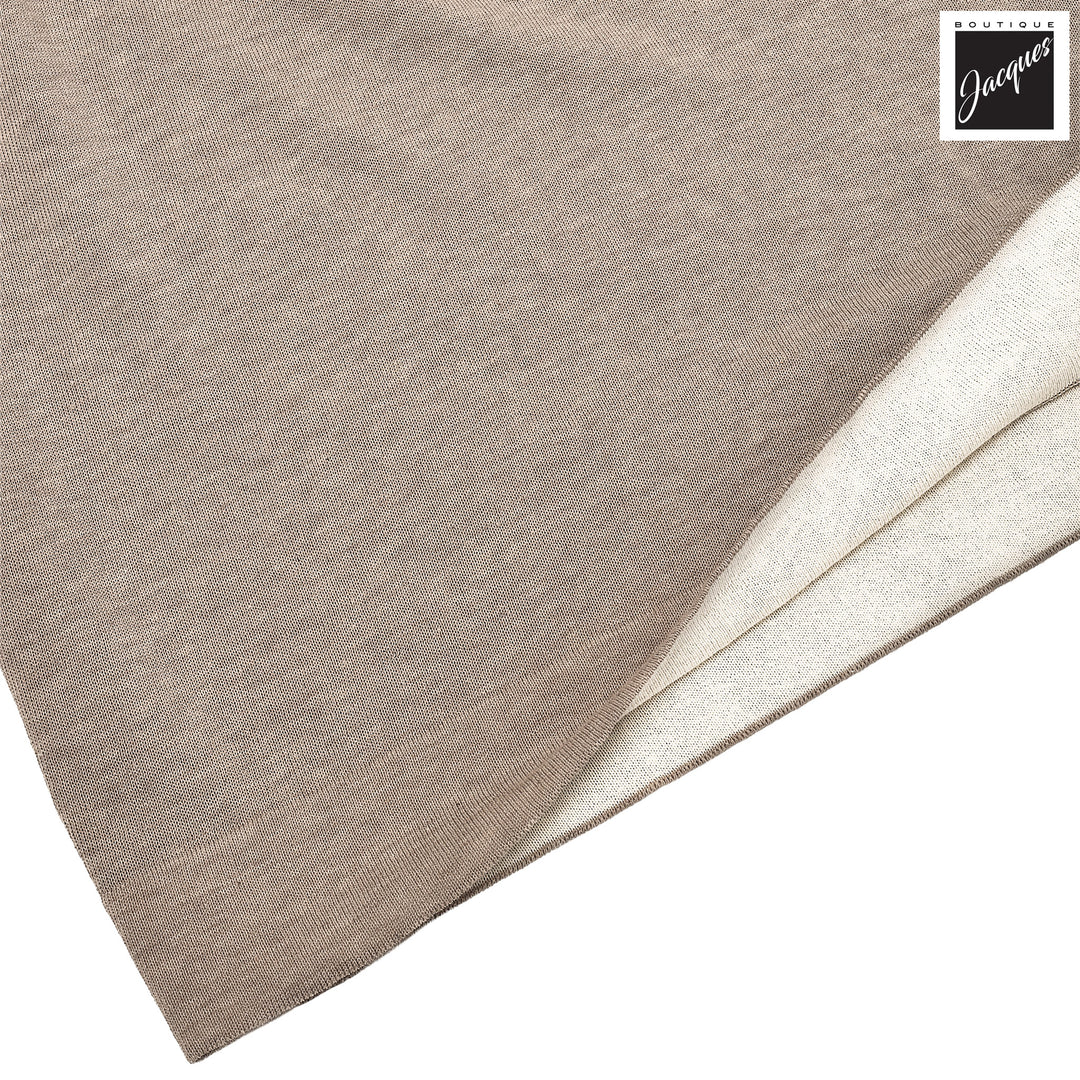 Yuta Beige Knitted Cotton Short Sleeve Zip Polo - FRADI - Boutique Jacques International