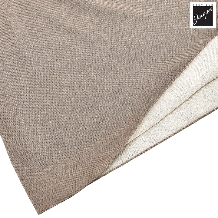 Yuta Beige Knitted Cotton Short Sleeve Zip Polo - FRADI - Boutique Jacques International