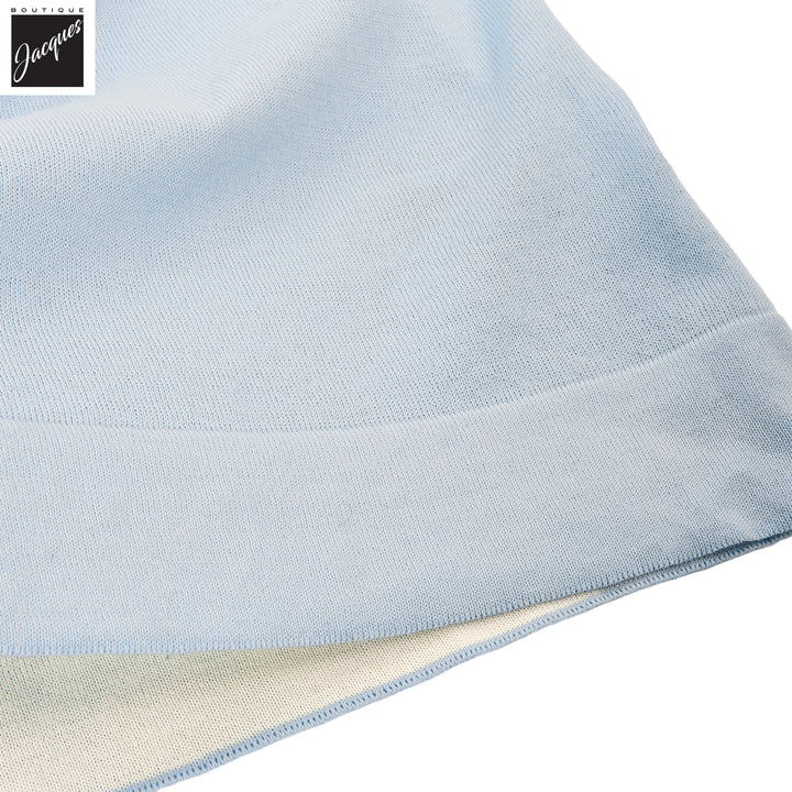 Sky Blue Knitted Cotton Short Sleeve Polo - FRADI - Boutique Jacques International