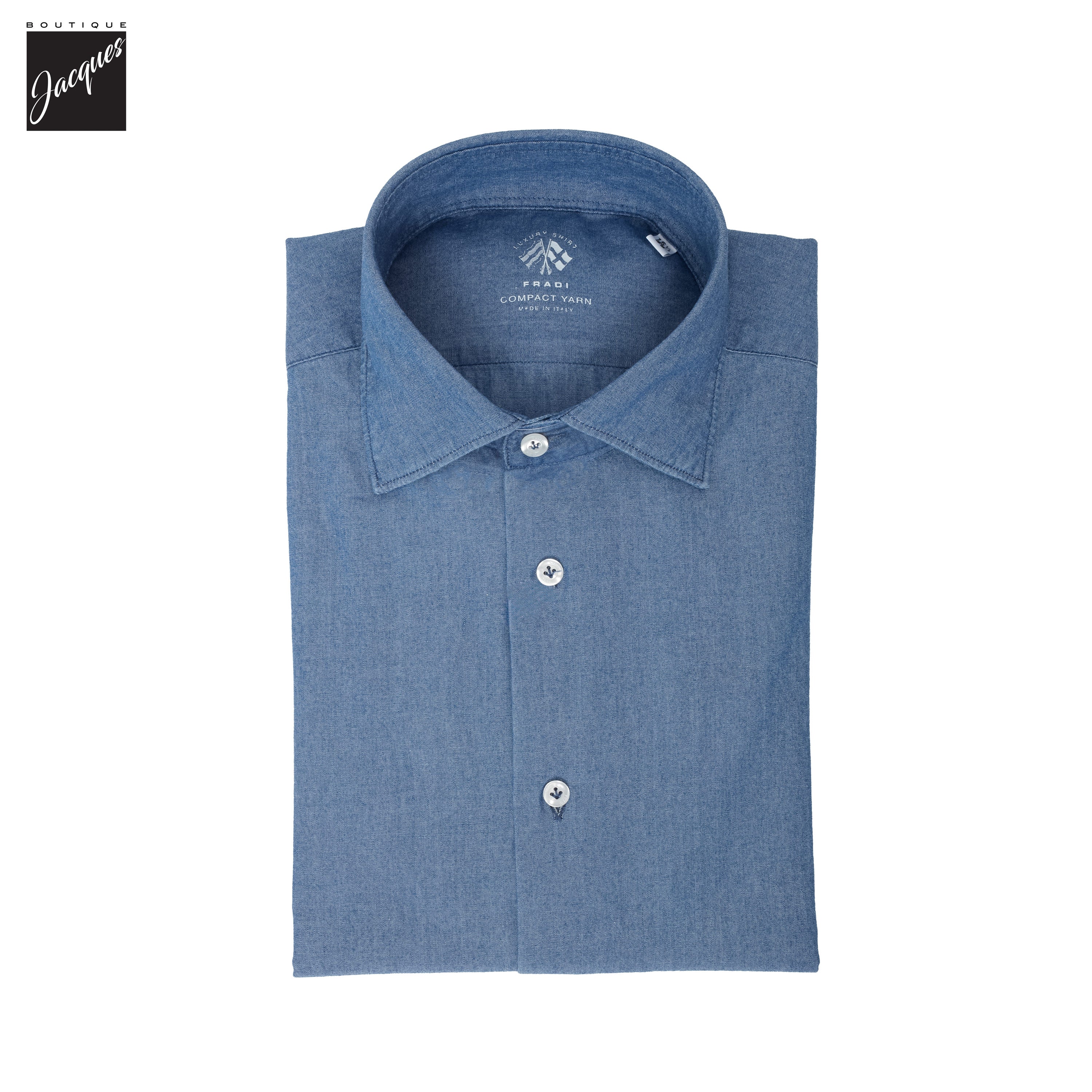 Blue Super Stone Washed Denim Slim Fit Casual Shirt - FRADI - Boutique Jacques International