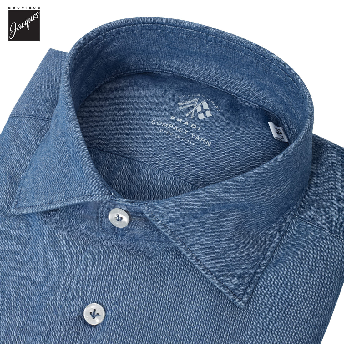 Blue Super Stone Washed Denim Slim Fit Casual Shirt - FRADI - Boutique Jacques International