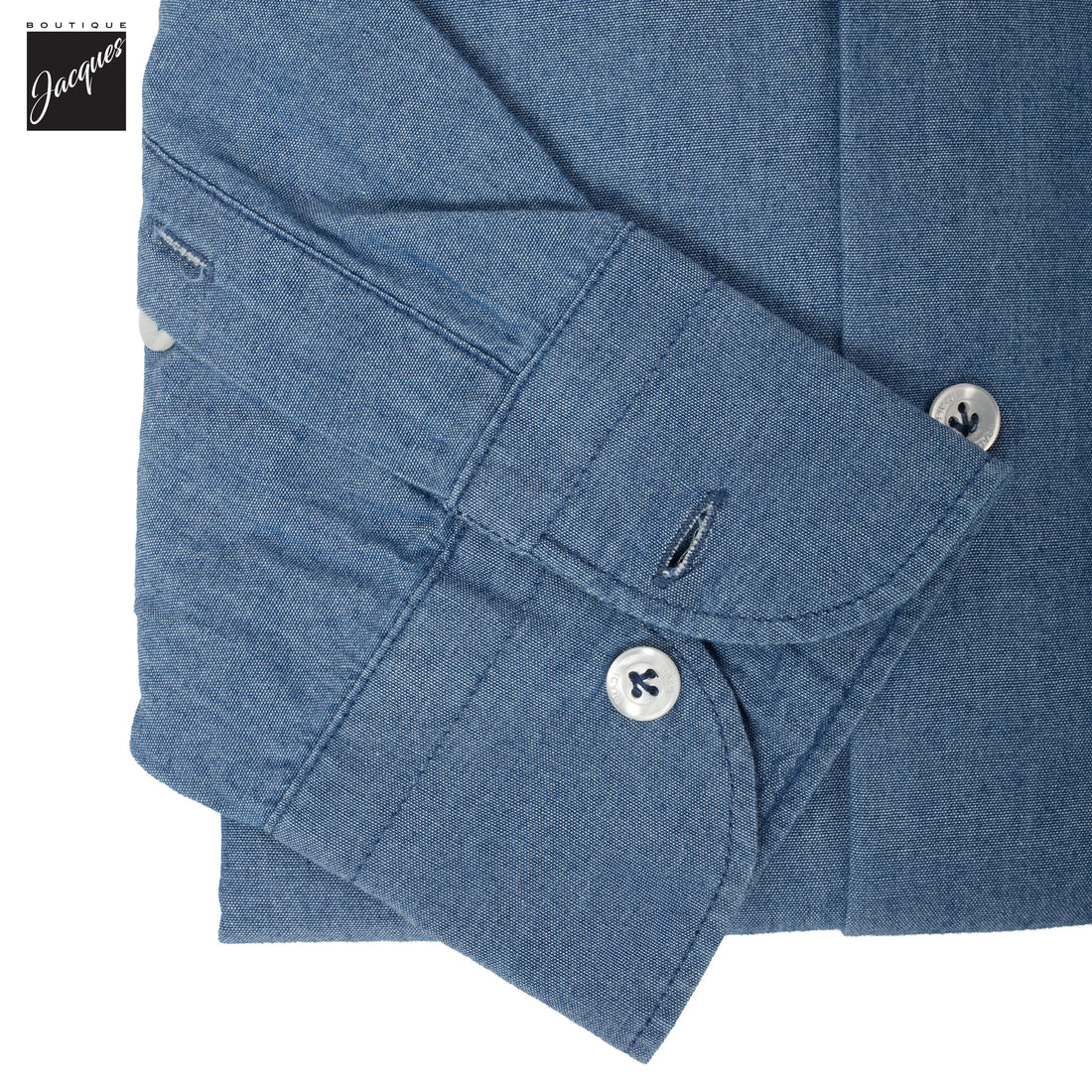 Blue Super Stone Washed Denim Slim Fit Casual Shirt - FRADI - Boutique Jacques International