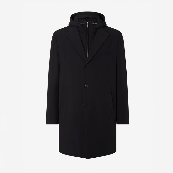 Navy Blue Technical Stretch Car Coat - Corneliani
