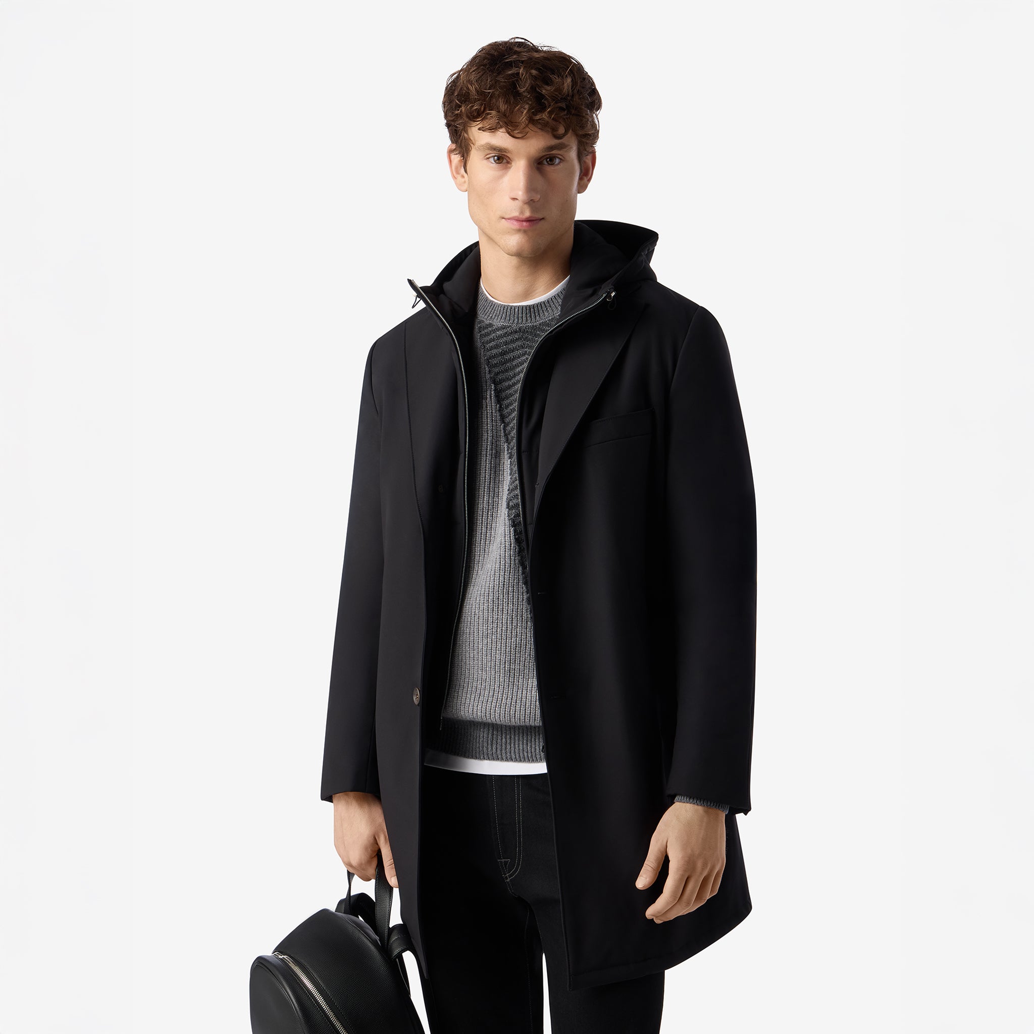 Navy Blue Technical Stretch Car Coat - Corneliani