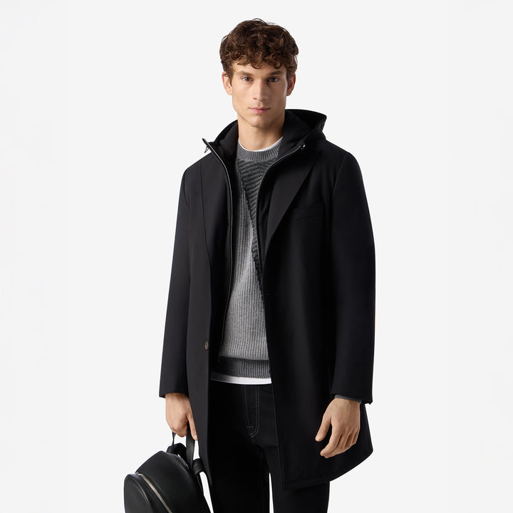 Navy Blue Technical Stretch Car Coat - Corneliani