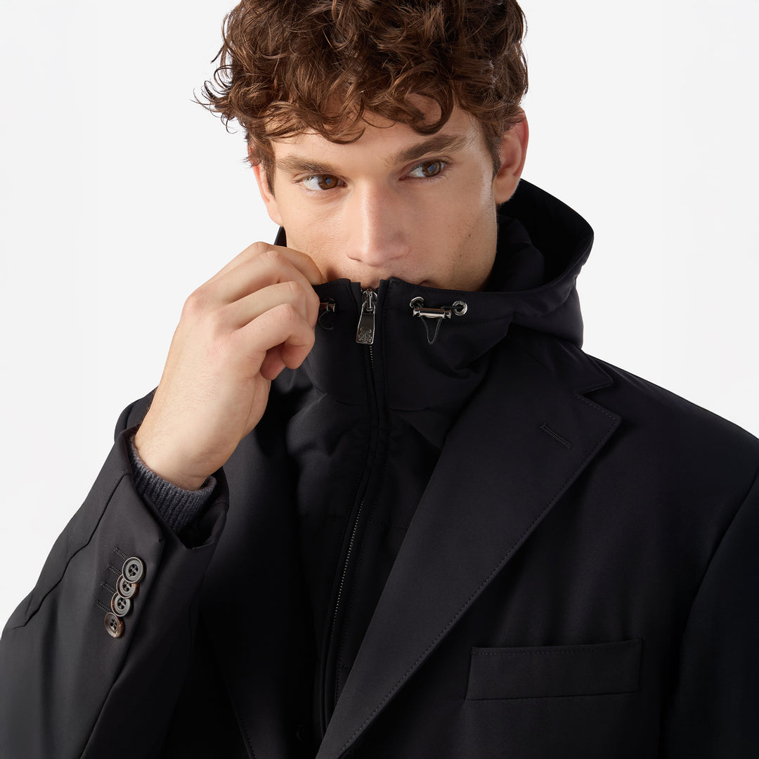 Navy Blue Technical Stretch Car Coat - Corneliani