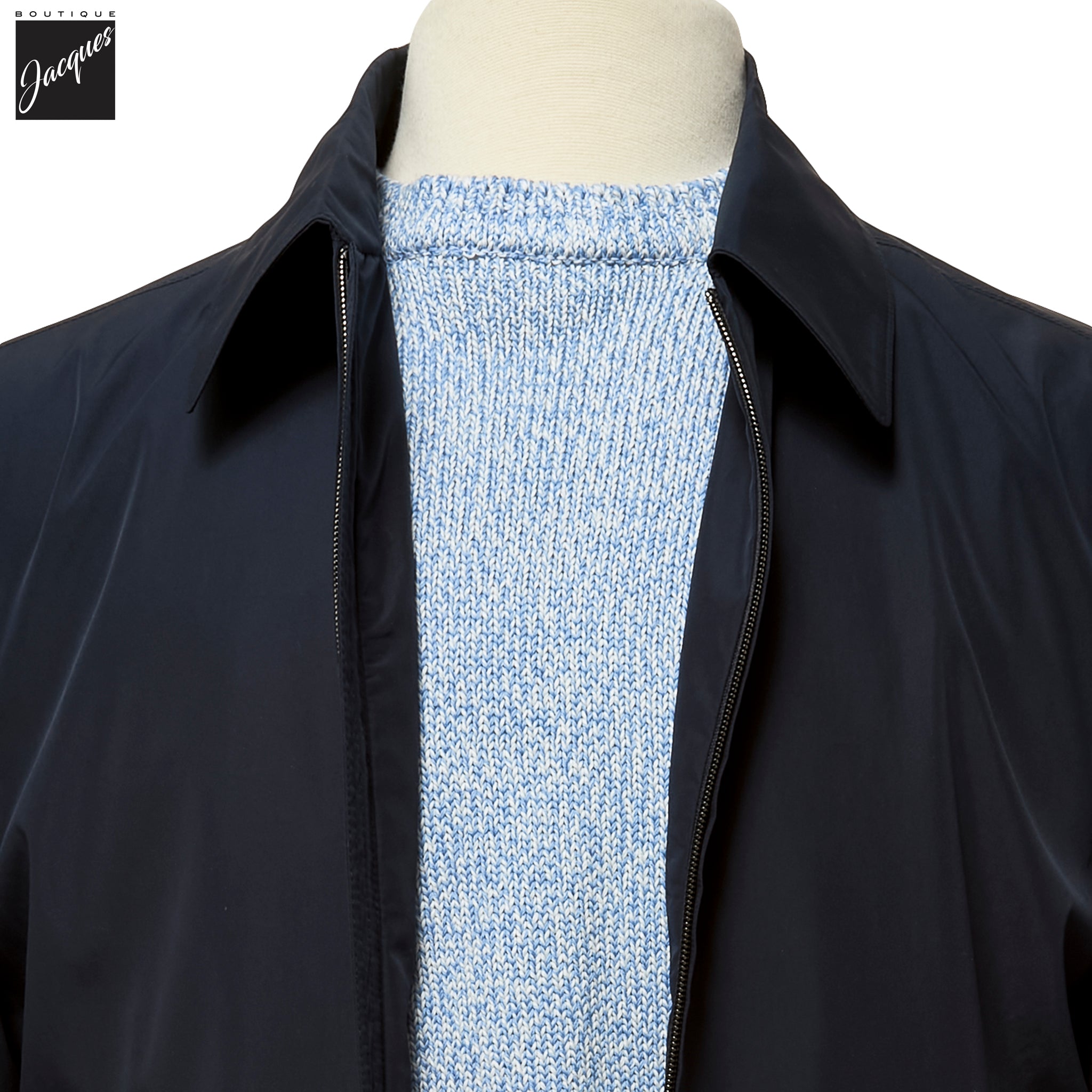 Navy Blue Technical Full-Zip Bomber Jacket - Corneliani - Boutique Jacques International