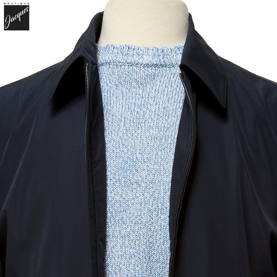 Navy Blue Technical Full-Zip Bomber Jacket - Corneliani - Boutique Jacques International