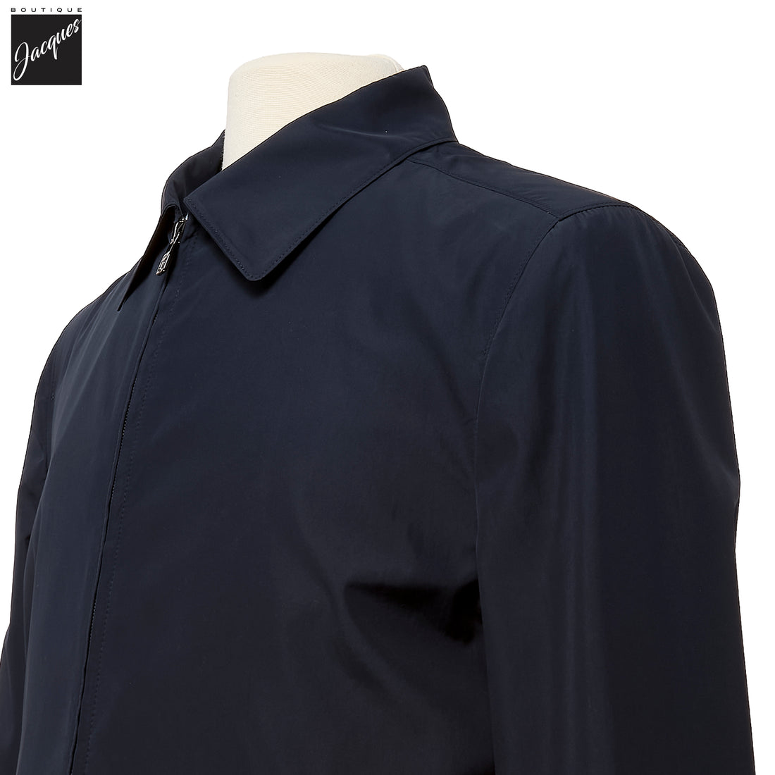Navy Blue Technical Full-Zip Bomber Jacket - Corneliani - Boutique Jacques International