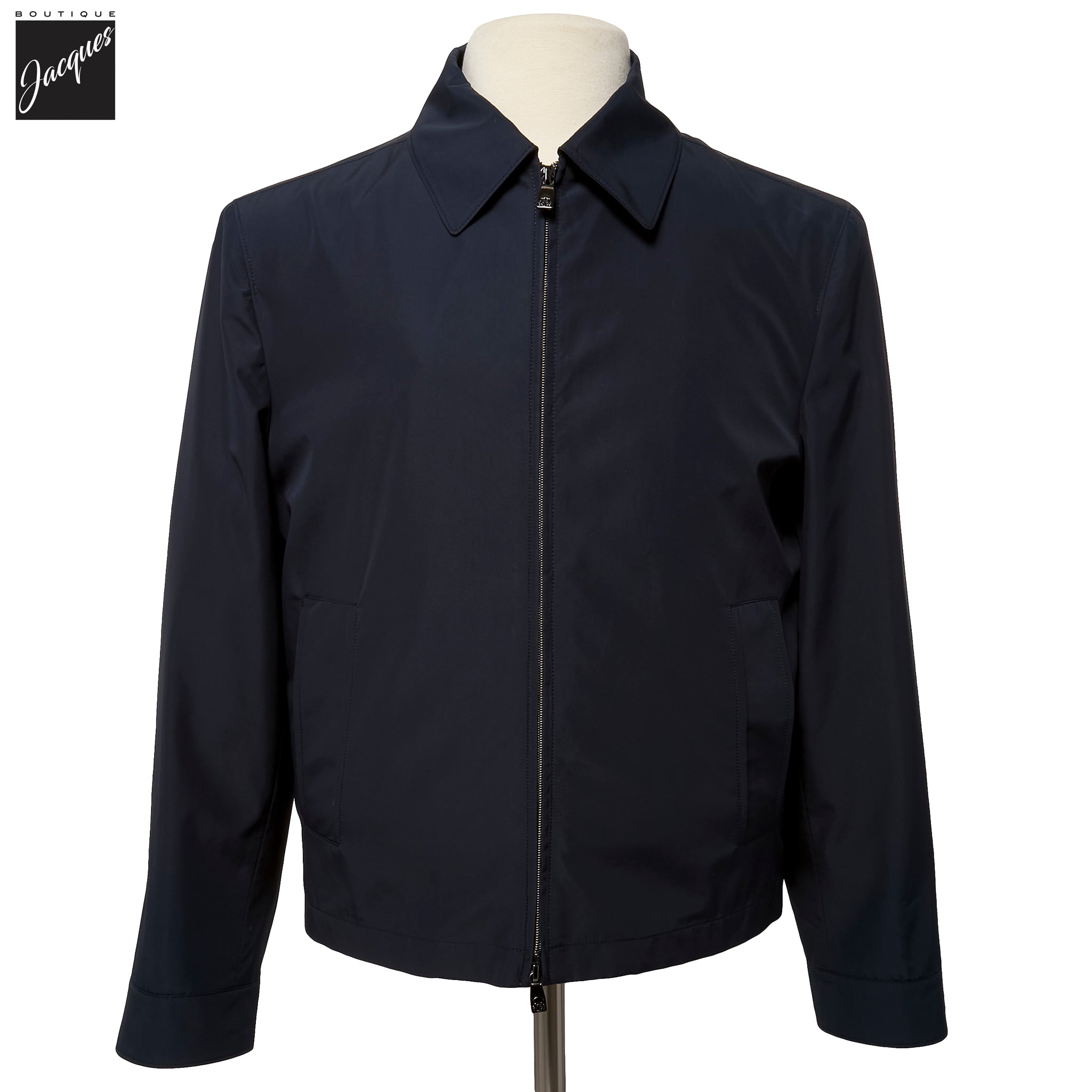 Navy Blue Technical Full-Zip Bomber Jacket - Corneliani - Boutique Jacques International