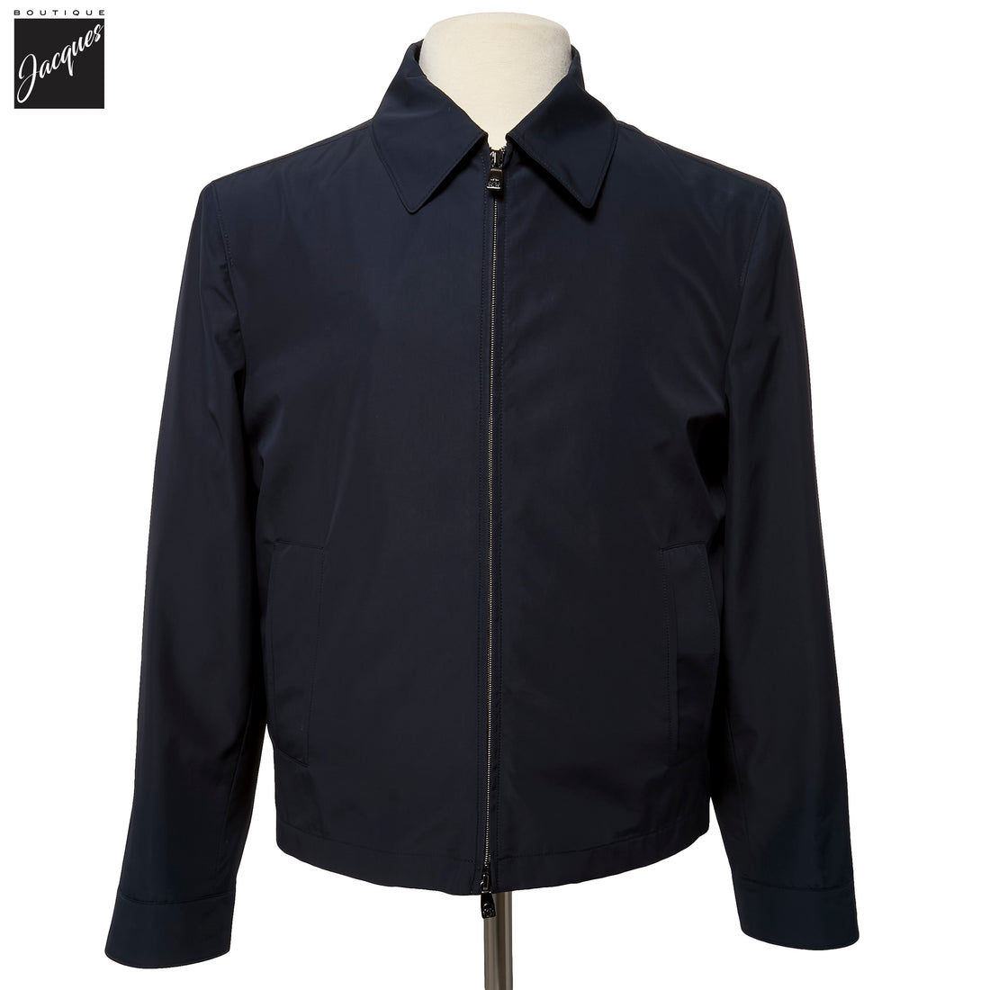 Navy Blue Technical Full-Zip Bomber Jacket - Corneliani - Boutique Jacques International