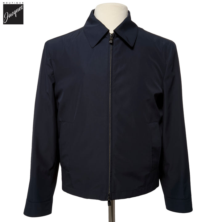 Navy Blue Technical Full-Zip Bomber Jacket - Corneliani - Boutique Jacques International