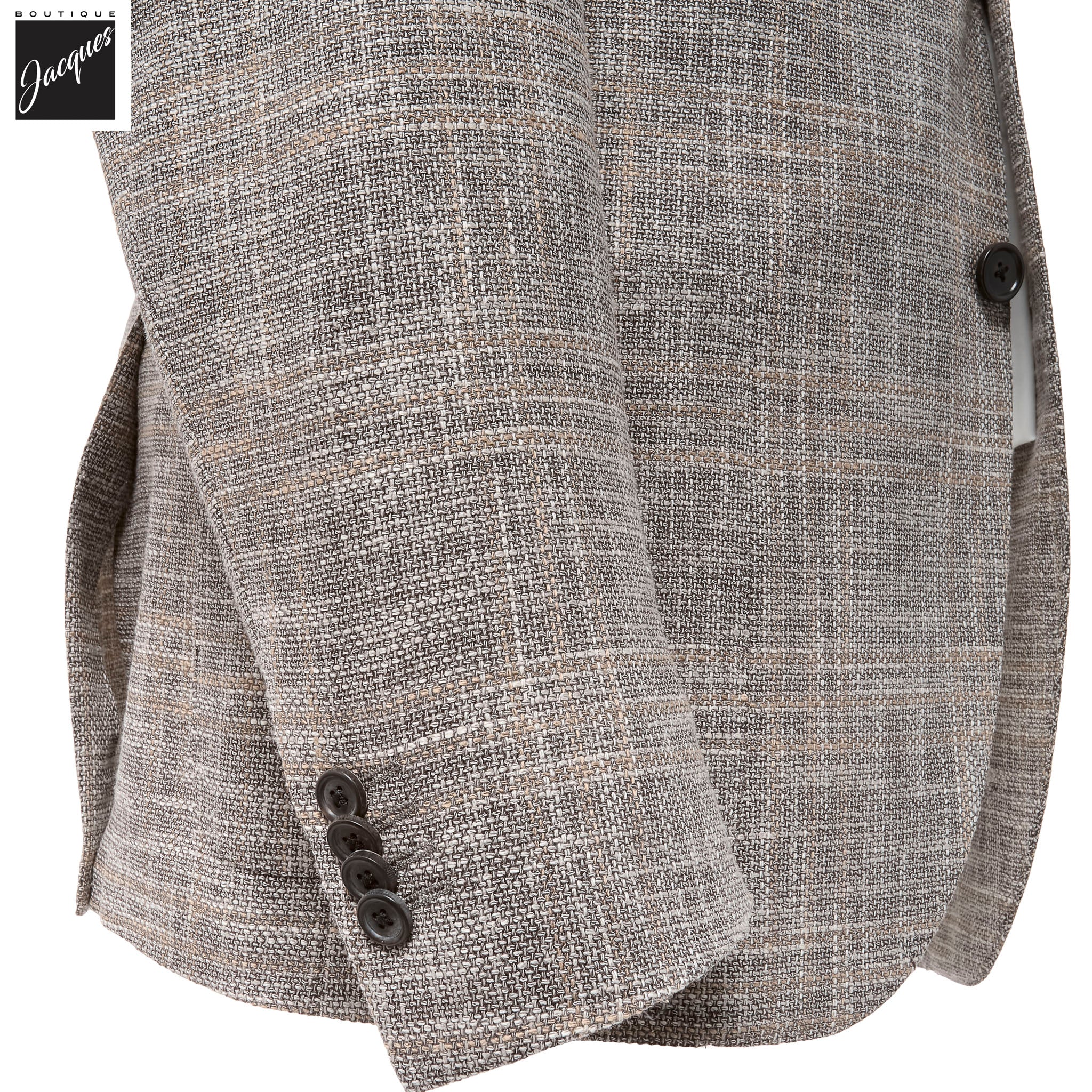 Taupe/Beige Overcheck Wool-Silk Blend Modern Fit Sport Coat - Corneliani - Boutique Jacques International