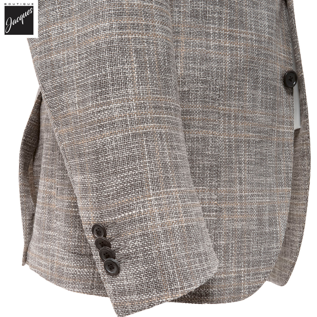 Taupe/Beige Overcheck Wool-Silk Blend Modern Fit Sport Coat - Corneliani - Boutique Jacques International
