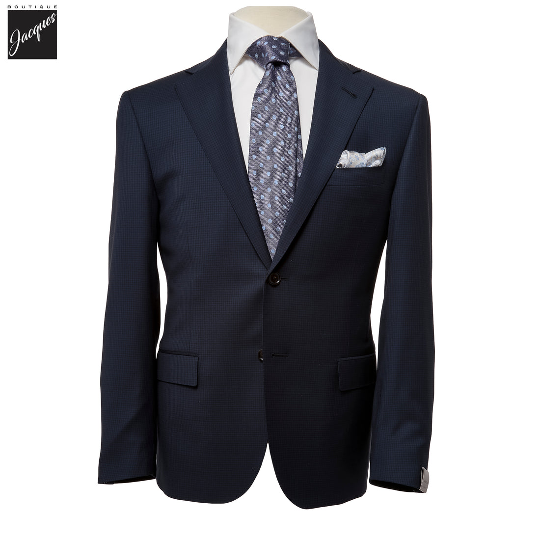 Blue & Black Microcheck Super 130s Wool Modern Fit Suit - Corneliani - Boutique Jacques International