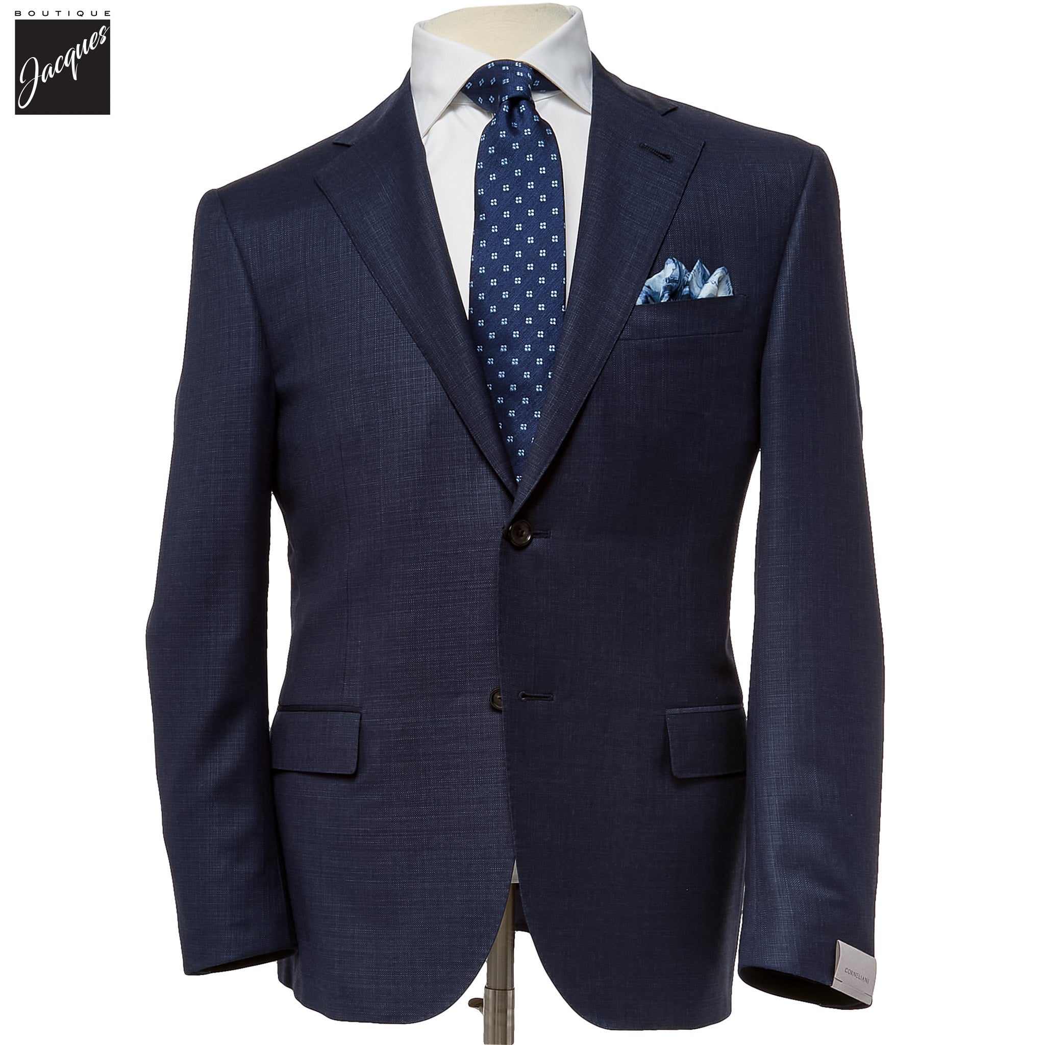 Dark Blue Semi-Solid Super 150s Wool Modern Fit Suit - Corneliani
