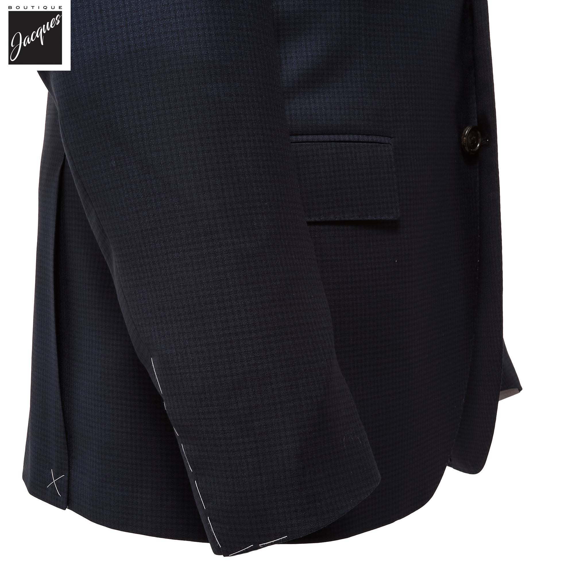 Blue & Black Microcheck Super 130s Wool Modern Fit Suit - Corneliani - Boutique Jacques International
