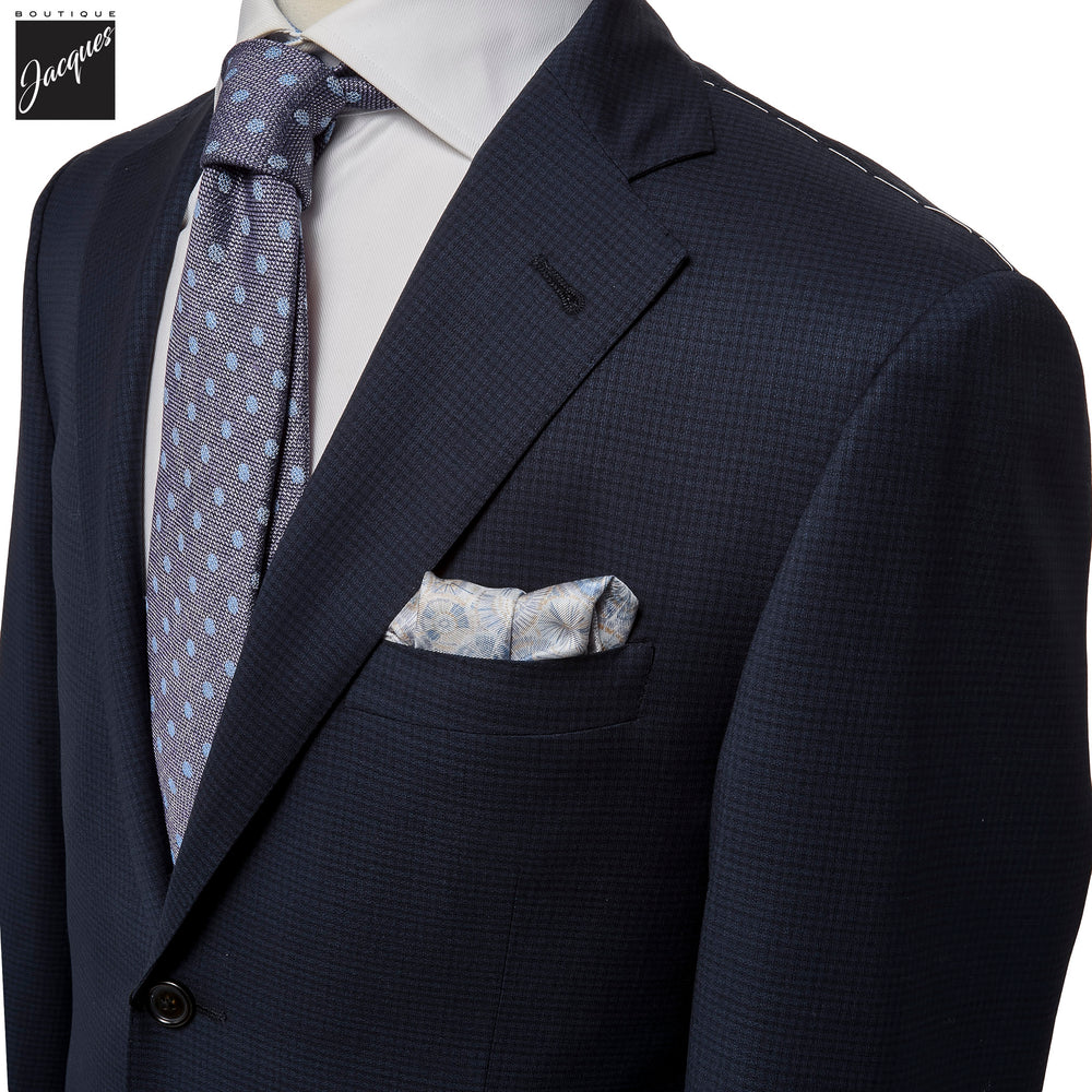 Blue & Black Microcheck Super 130s Wool Modern Fit Suit - Corneliani - Boutique Jacques International
