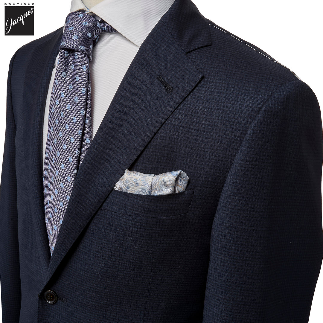 Blue & Black Microcheck Super 130s Wool Modern Fit Suit - Corneliani - Boutique Jacques International
