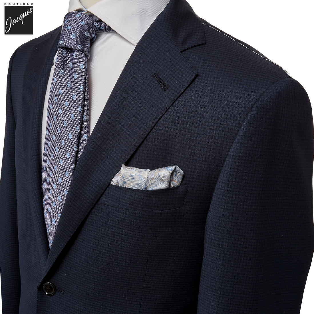 Blue & Black Microcheck Super 130s Wool Modern Fit Suit - Corneliani - Boutique Jacques International