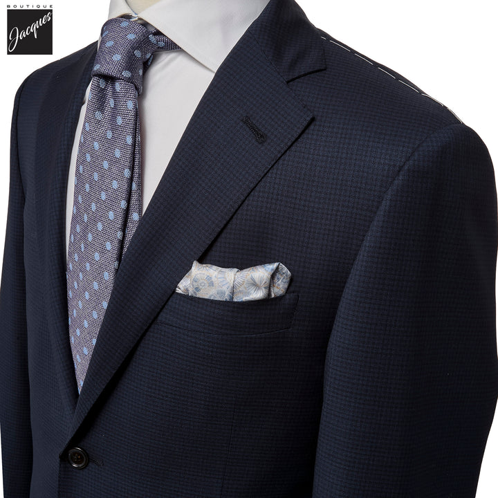 Blue & Black Microcheck Super 130s Wool Modern Fit Suit - Corneliani - Boutique Jacques International