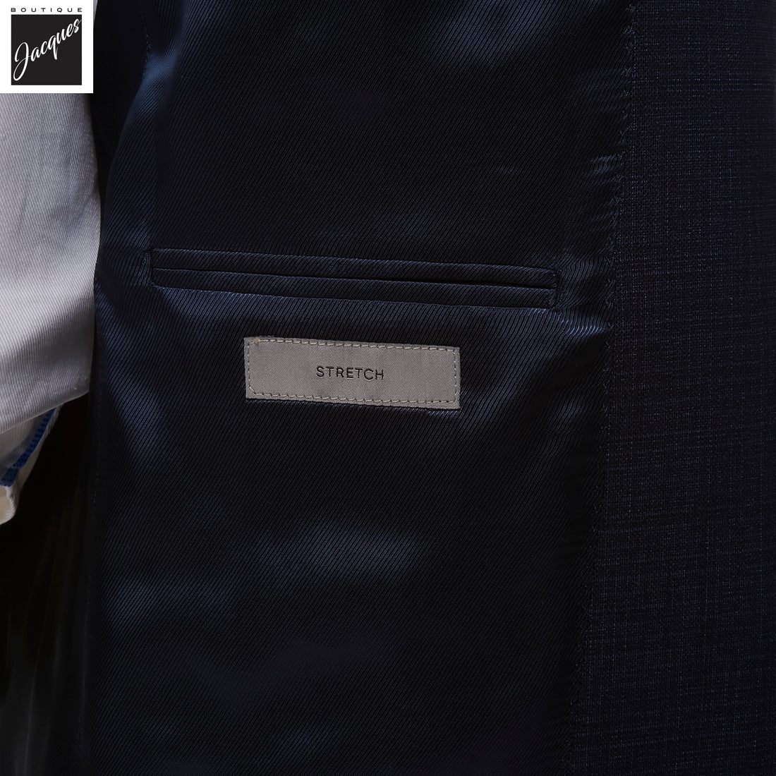 Navy Blue Microcheck Wool-Stretch Modern Fit Suit - Corneliani - Boutique Jacques International
