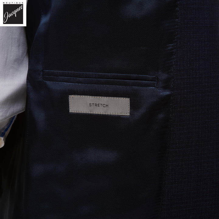 Navy Blue Microcheck Wool-Stretch Modern Fit Suit - Corneliani - Boutique Jacques International