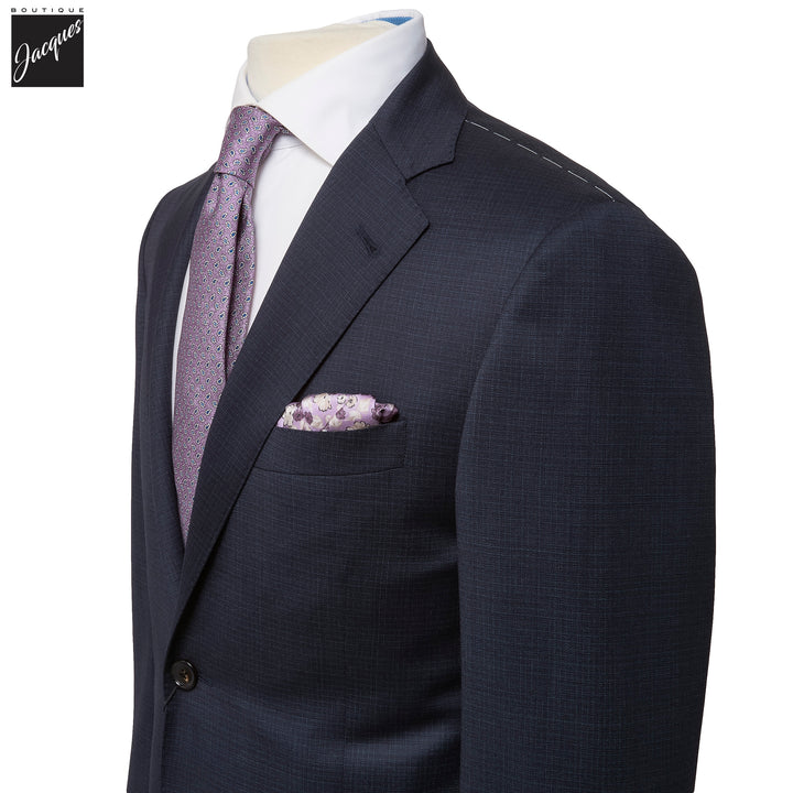Navy Blue Microcheck Wool-Stretch Modern Fit Suit - Corneliani - Boutique Jacques International