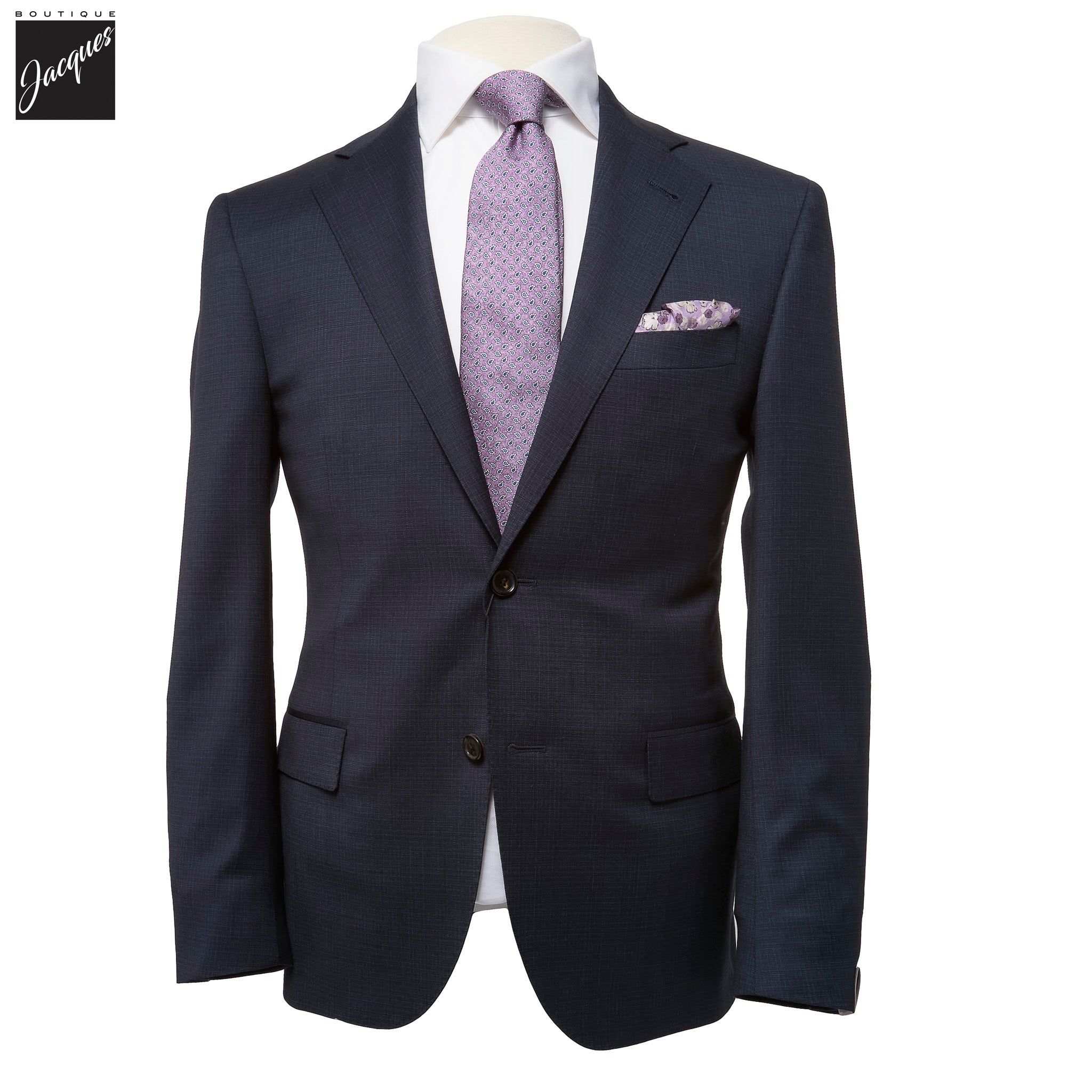 Navy Blue Microcheck Wool-Stretch Modern Fit Suit - Corneliani - Boutique Jacques International