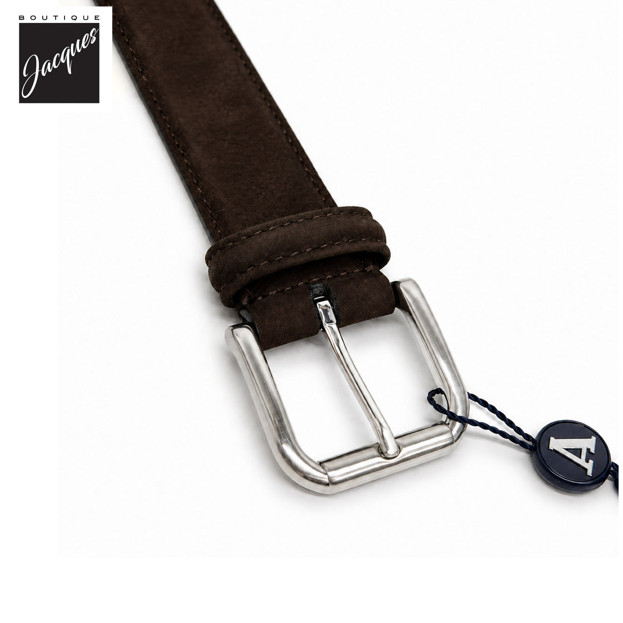 Dark Brown Soft Nubuck Suede Leather Belt - Anderson's - Boutique Jacques International