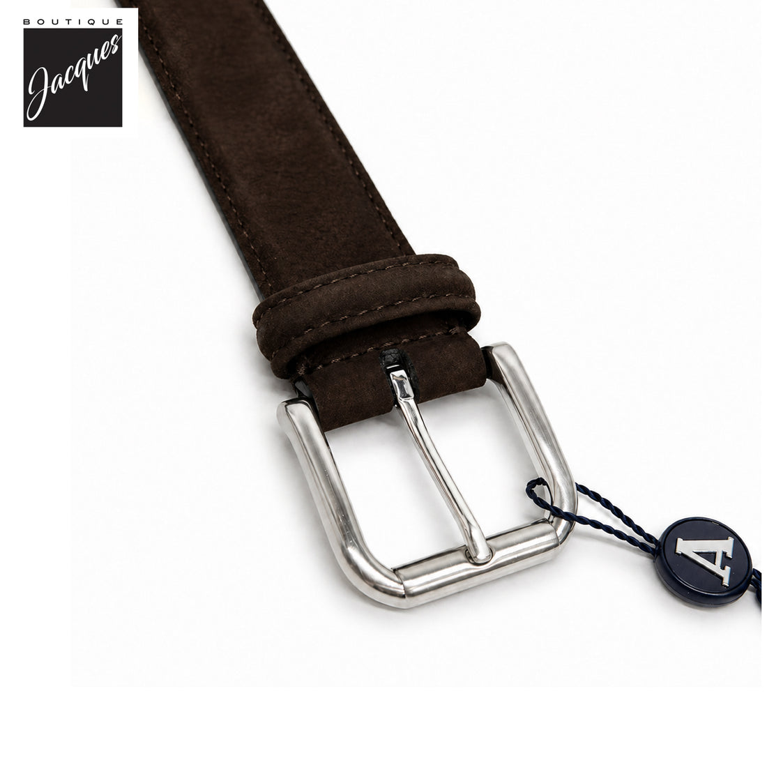 Dark Brown Soft Nubuck Suede Leather Belt - Anderson's - Boutique Jacques International