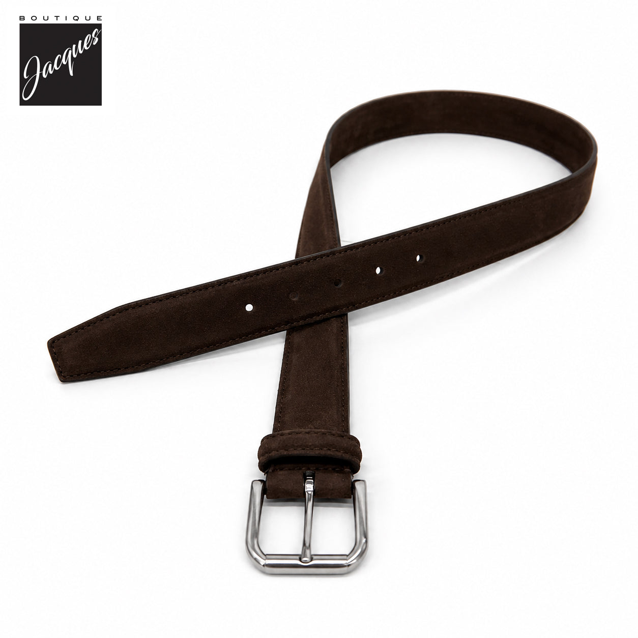 Dark Brown Soft Nubuck Suede Leather Belt - Anderson's - Boutique Jacques International