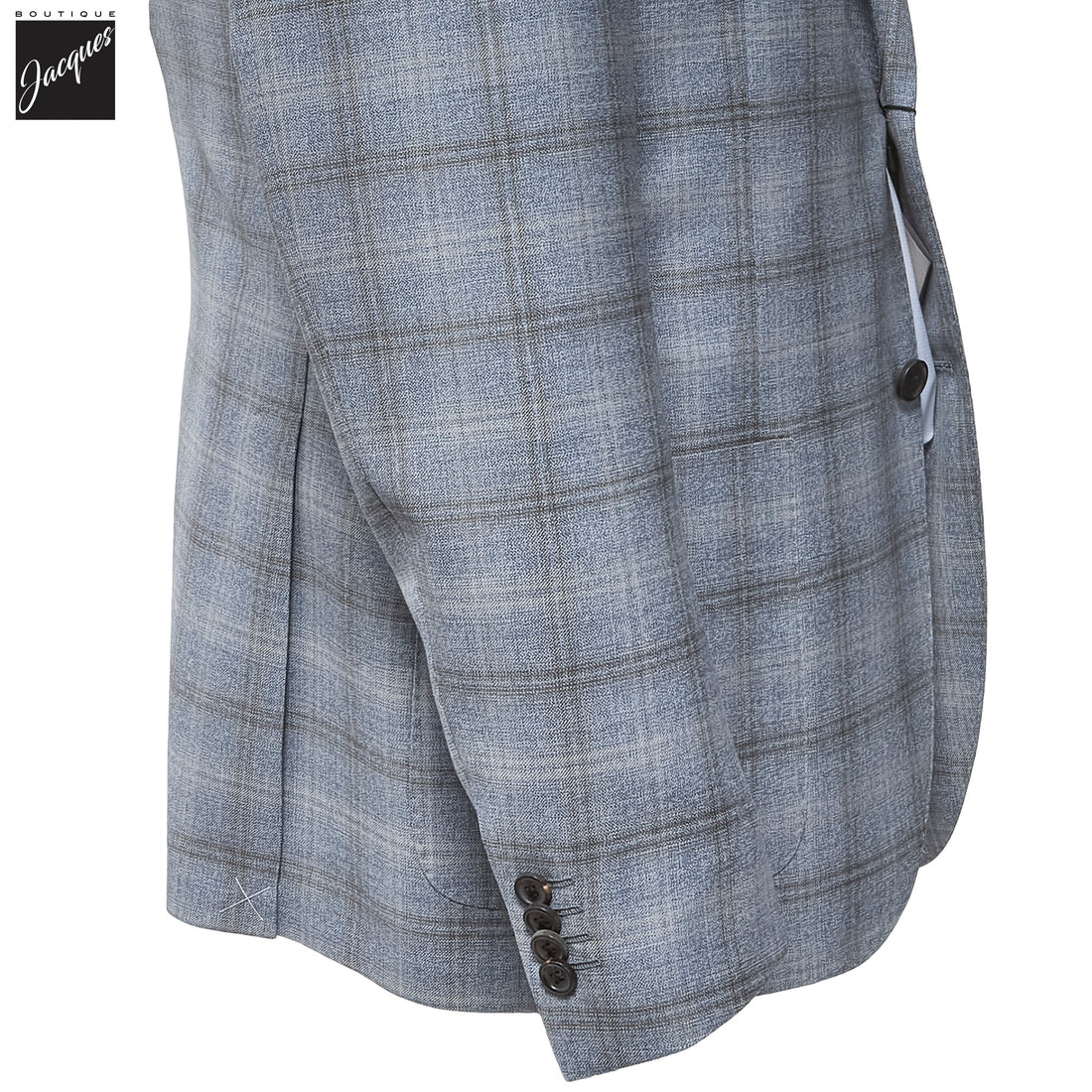 Light Blue with Beige Overcheck Modern Fit Wool Sport Coat - Corneliani - Boutique Jacques International
