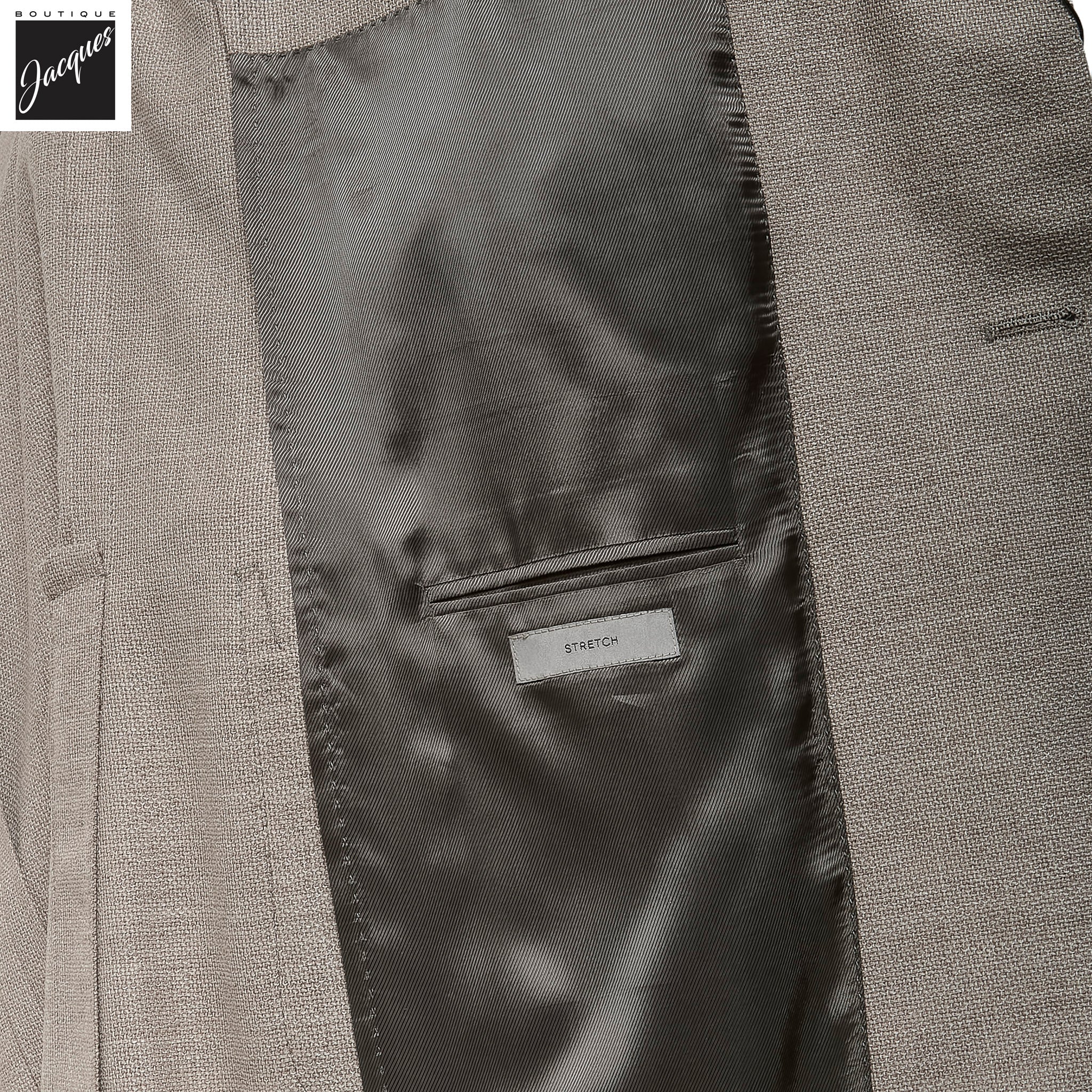Taupe Textured Hopsack Wool-Stretch Modern Fit Sport Coat - Corneliani - Boutique Jacques International