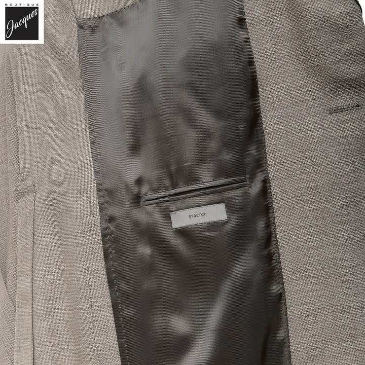 Taupe Textured Hopsack Wool-Stretch Modern Fit Sport Coat - Corneliani - Boutique Jacques International