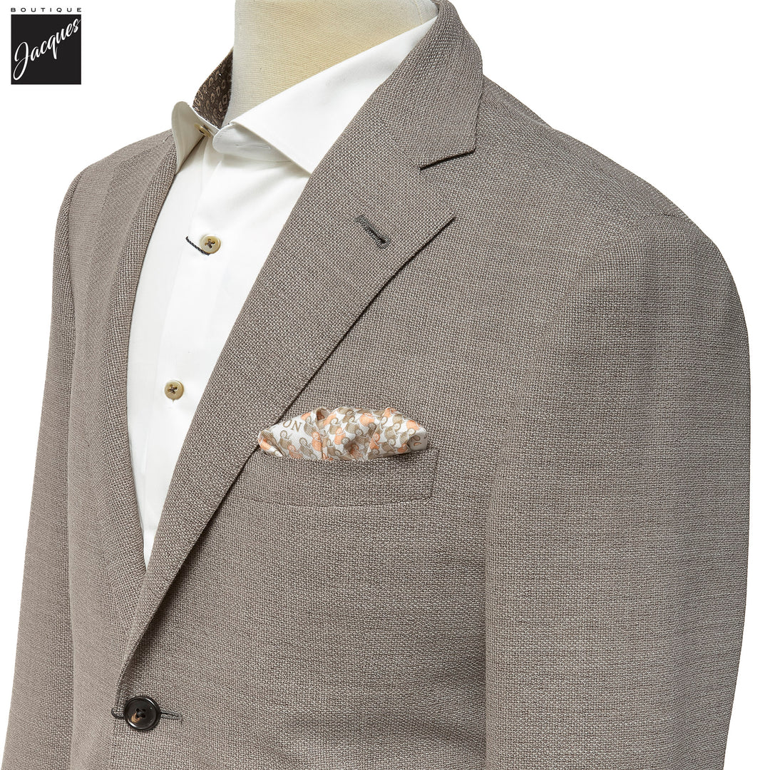 Taupe Textured Hopsack Wool-Stretch Modern Fit Sport Coat - Corneliani - Boutique Jacques International