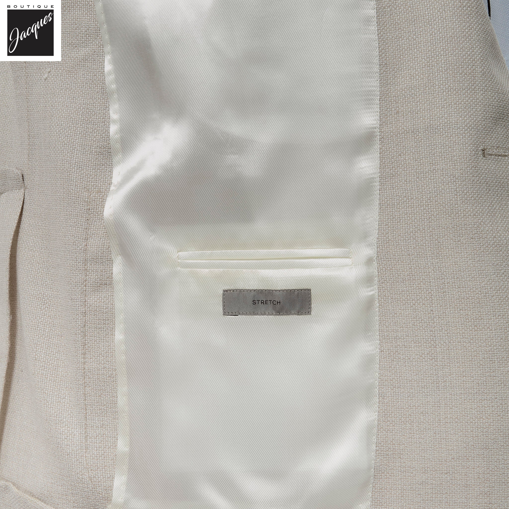Cream Textured Hopsack Wool-Stretch Modern Fit Sport Coat - Corneliani - Boutique Jacques International