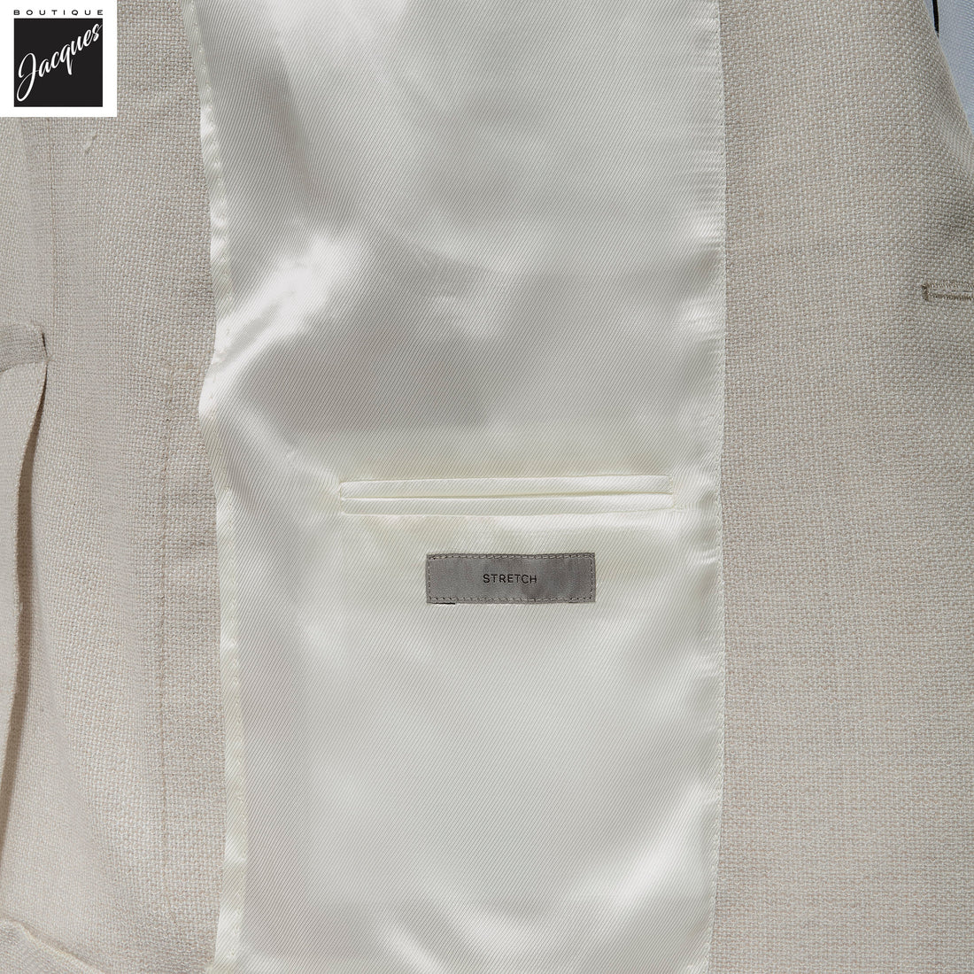 Cream Textured Hopsack Wool-Stretch Modern Fit Sport Coat - Corneliani - Boutique Jacques International
