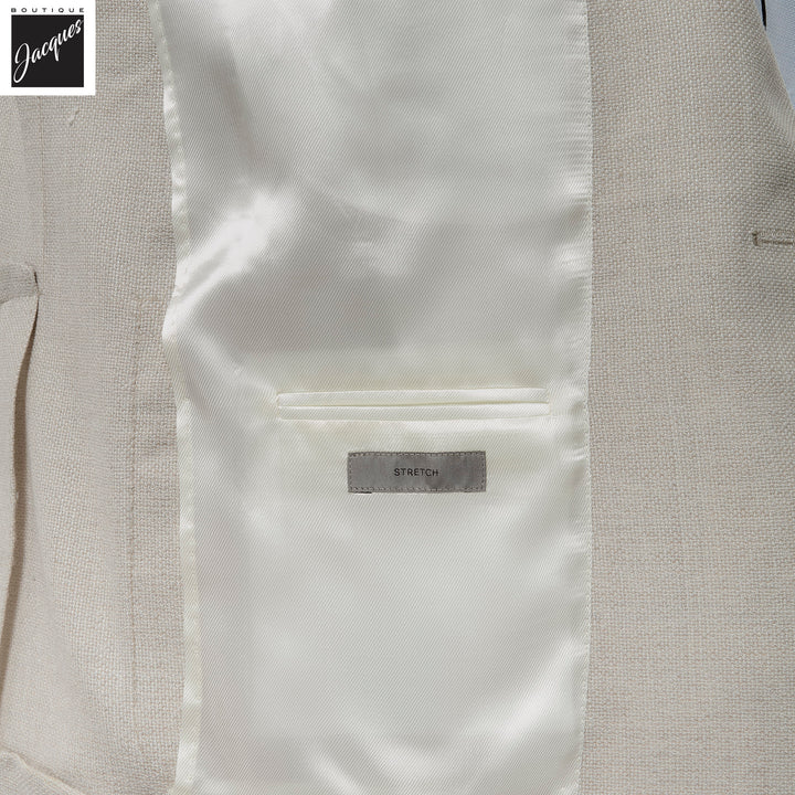 Cream Textured Hopsack Wool-Stretch Modern Fit Sport Coat - Corneliani - Boutique Jacques International