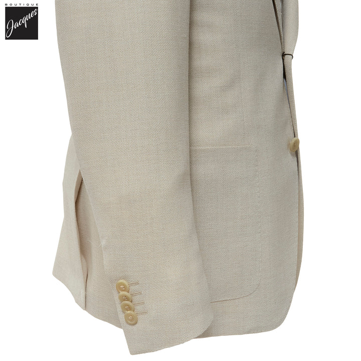 Cream Textured Hopsack Wool-Stretch Modern Fit Sport Coat - Corneliani - Boutique Jacques International