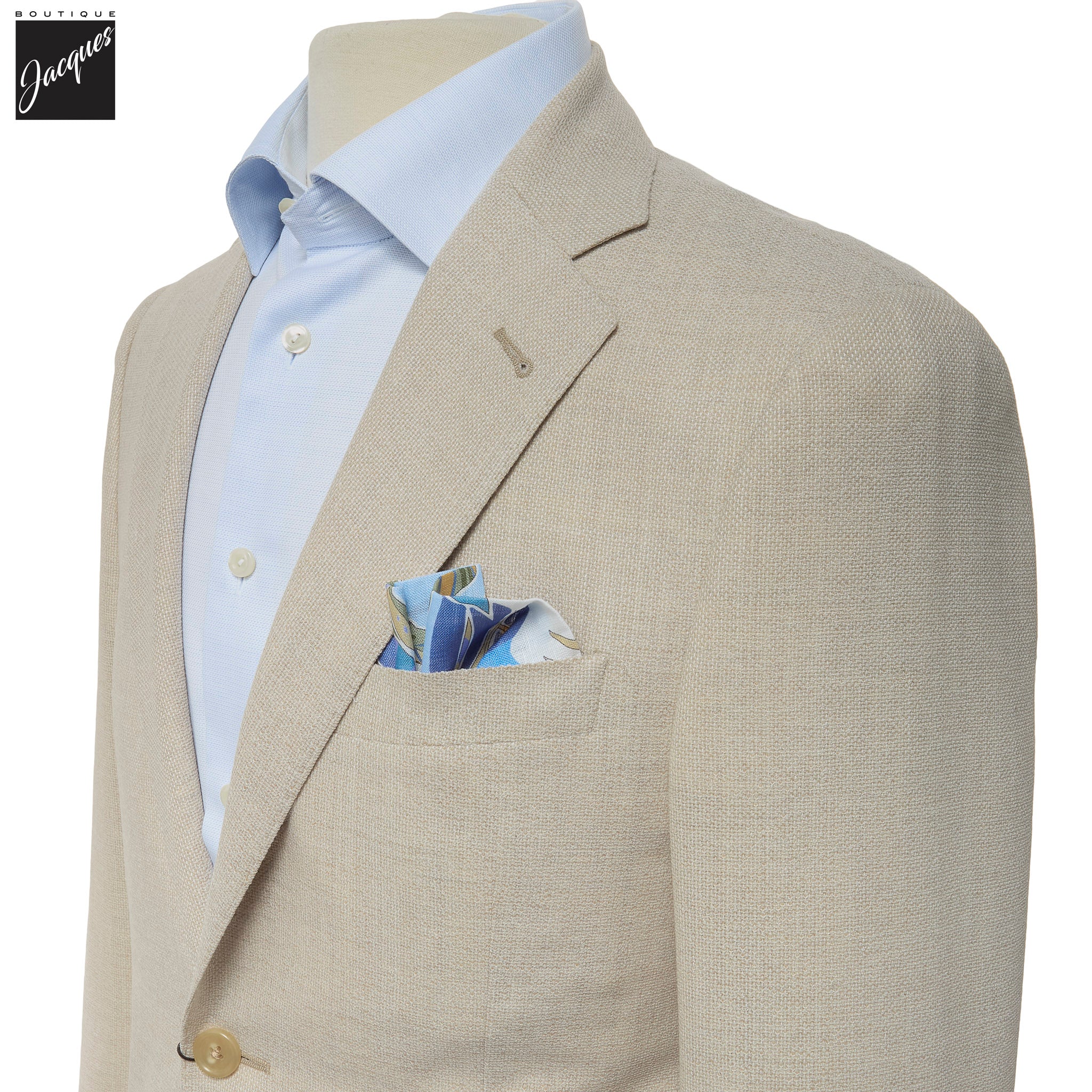 Cream Textured Hopsack Wool-Stretch Modern Fit Sport Coat - Corneliani - Boutique Jacques International