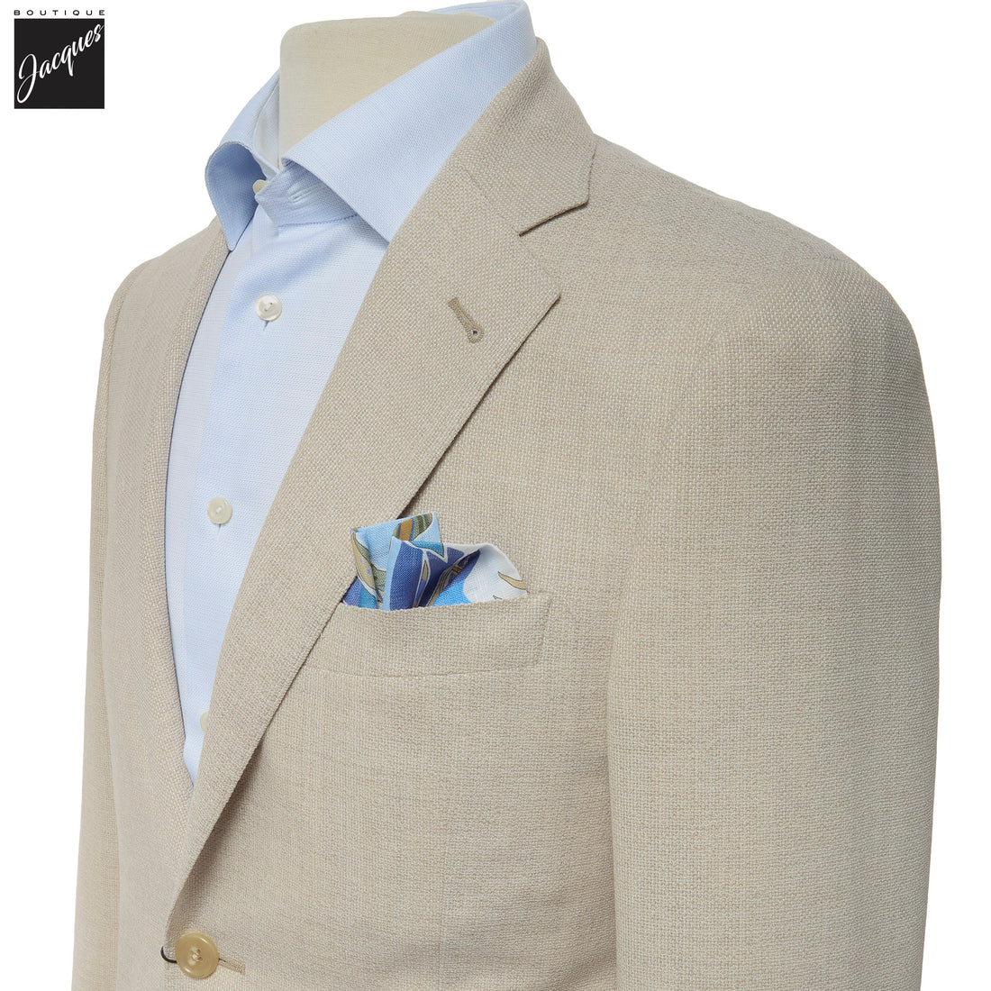 Cream Textured Hopsack Wool-Stretch Modern Fit Sport Coat - Corneliani - Boutique Jacques International