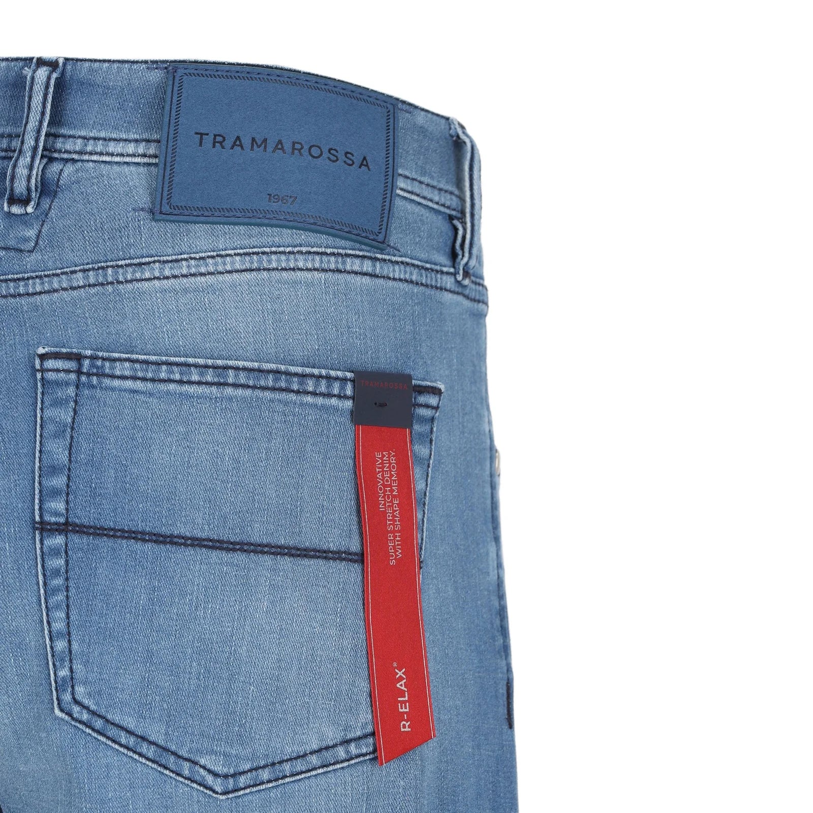 Azure light-wash super-stretch denim jeans by Tramarossa, modern fit five-pocket
