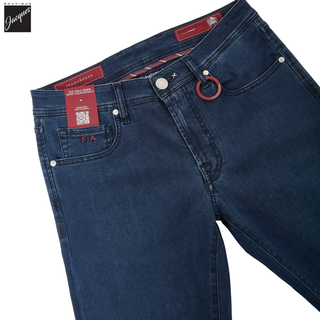 Blue Black Used R-Elax Michelangelo Modern Fit Super-Stretch Denim - TRAMAROSSA - Boutique Jacques International