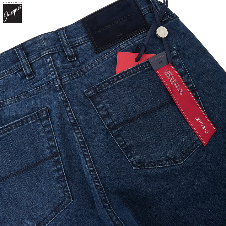 Blue Black Used R-Elax Michelangelo Modern Fit Super-Stretch Denim - TRAMAROSSA - Boutique Jacques International