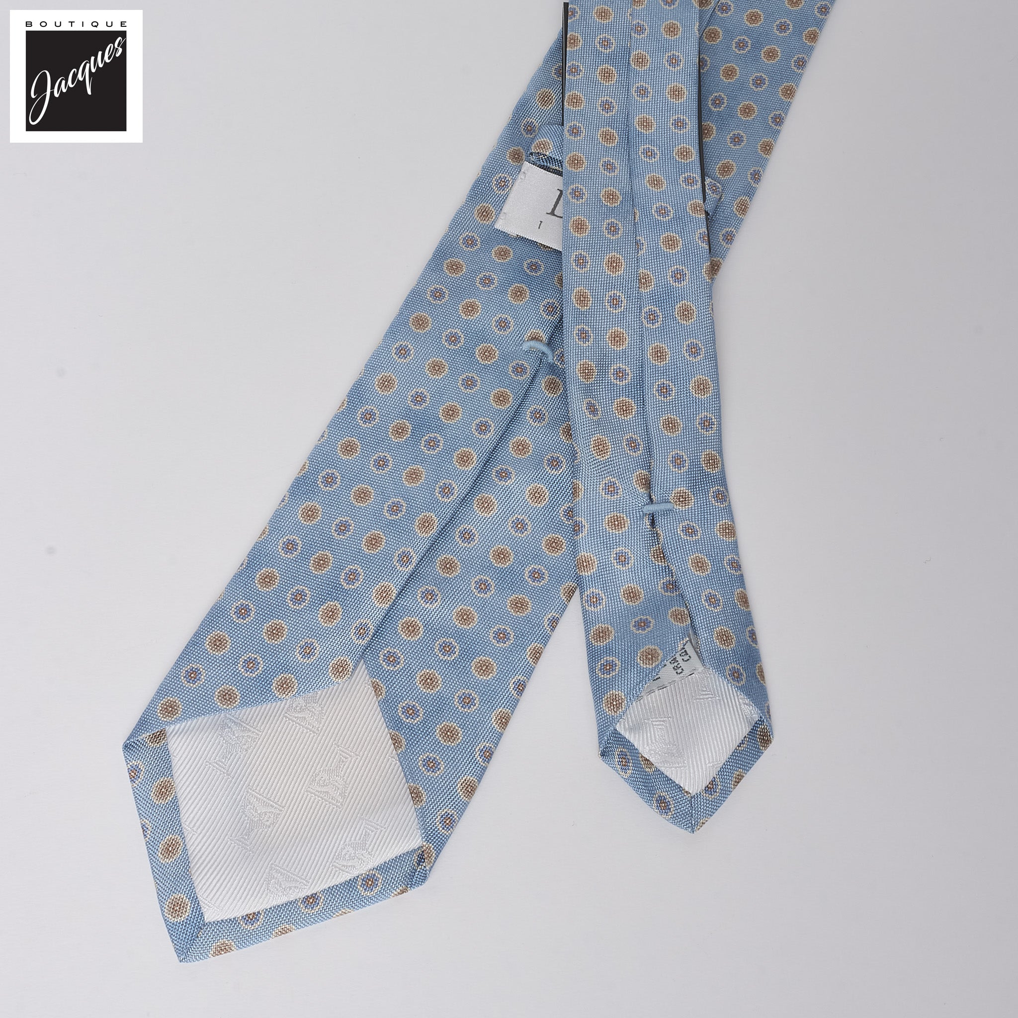 Pale Blue Floral Print Silk Tie - DION - Boutique Jacques International