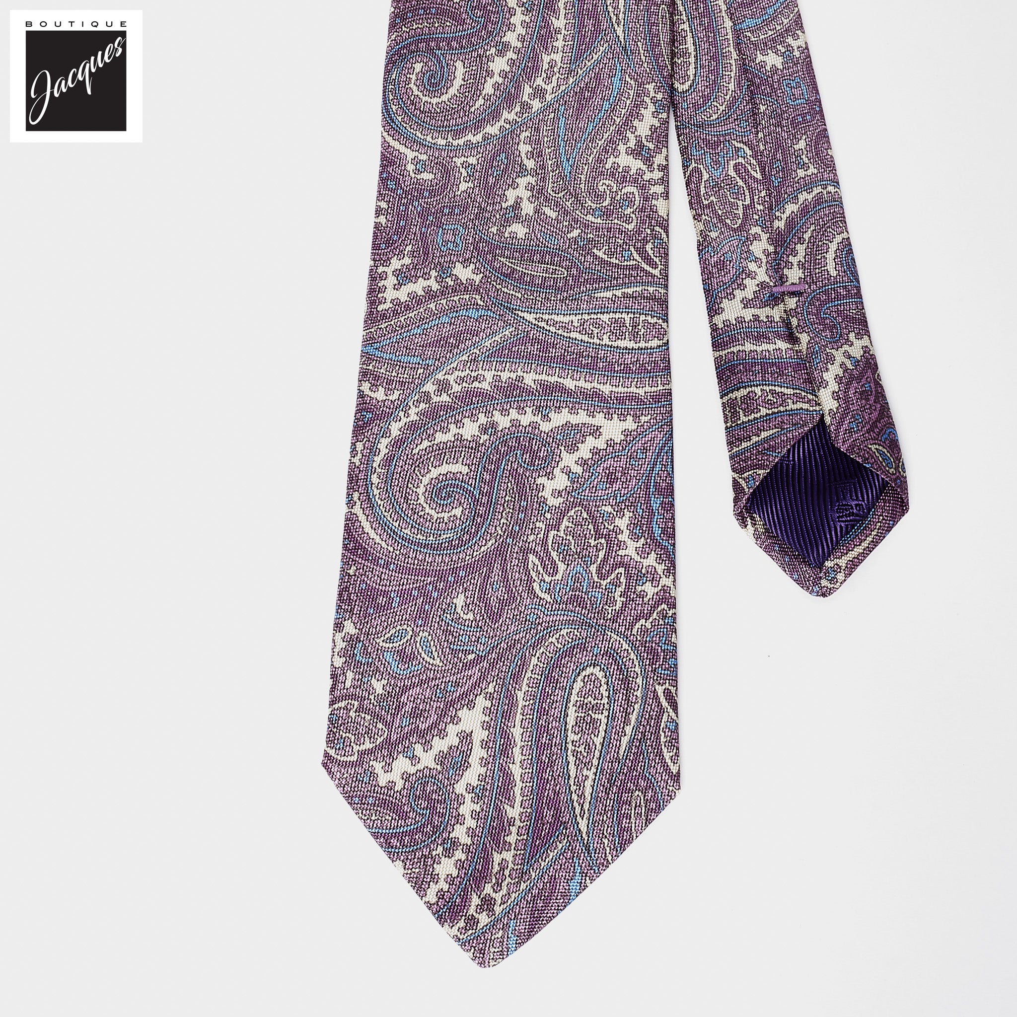 Lavender Paisley Motif Silk Tie - DION