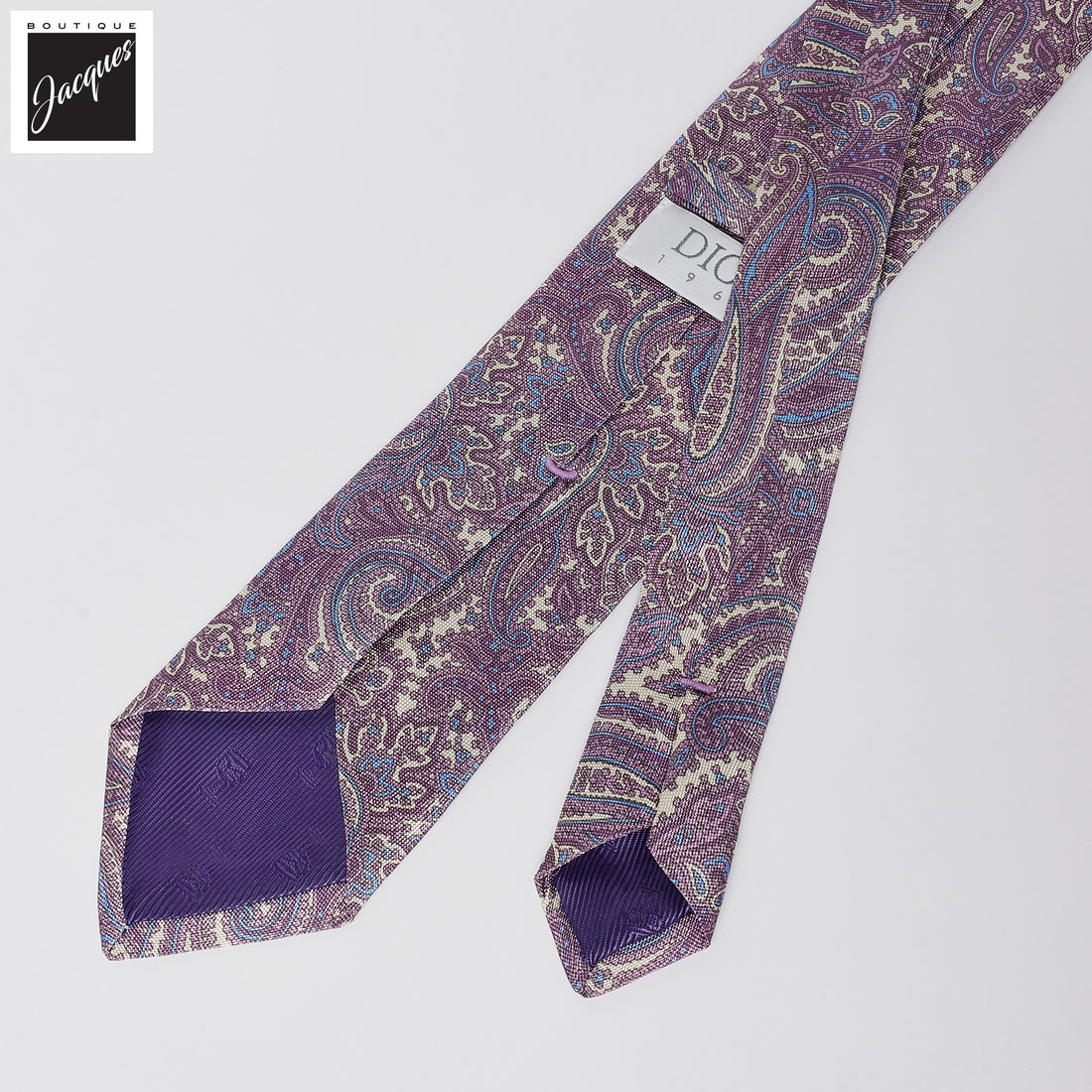 Lavender Paisley Motif Silk Tie - DION