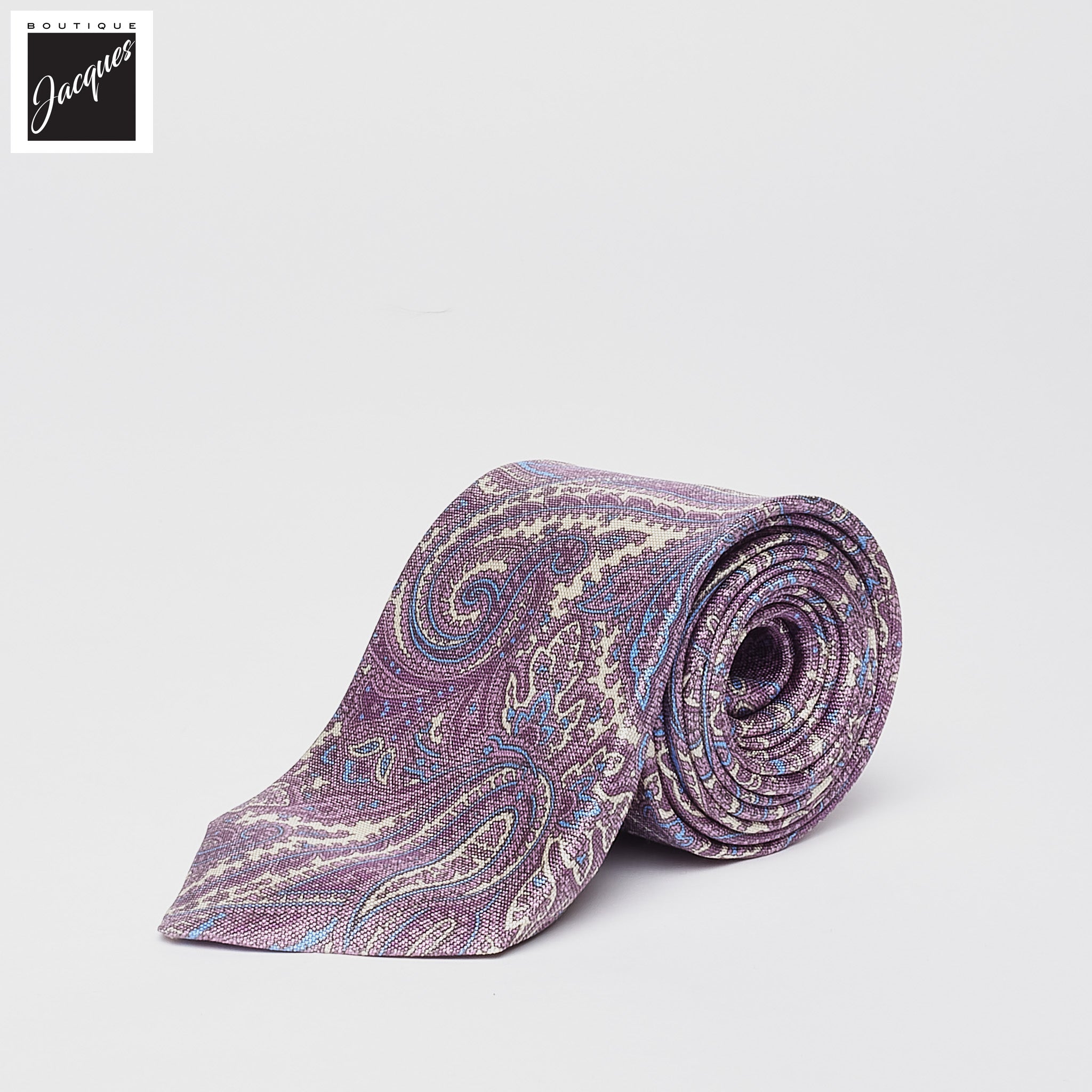 Lavender Paisley Motif Silk Tie - DION