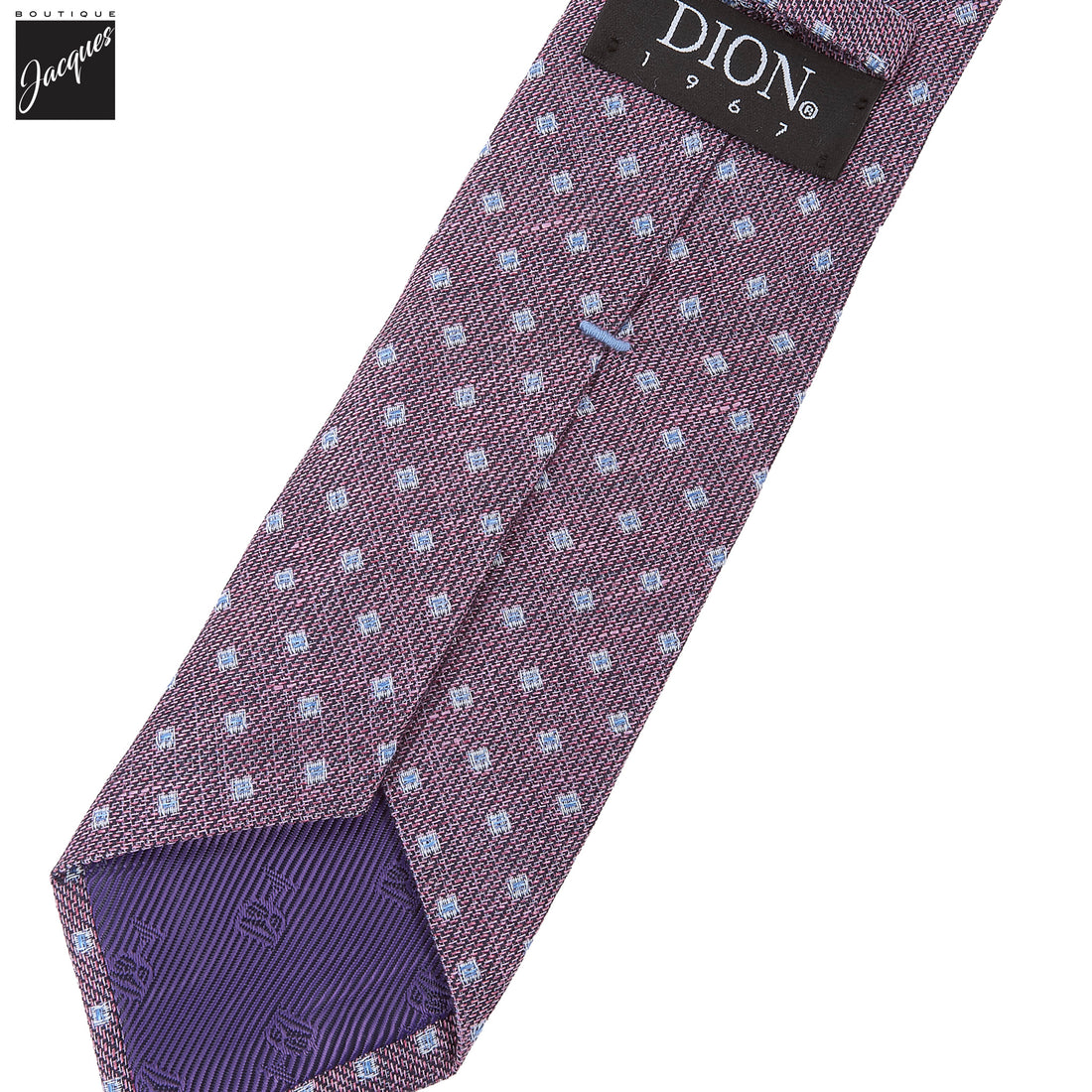 Plum Mélange Micro Diamond Woven Silk-Linen Tie - DION
